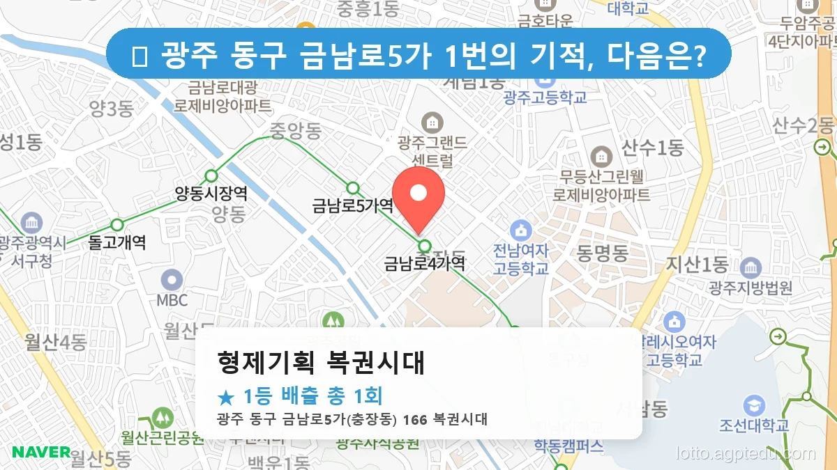[2026 광주 동구 금남로5가 로또 명당 BEST] 이번 주 당첨 주인공이 나올 명당은?