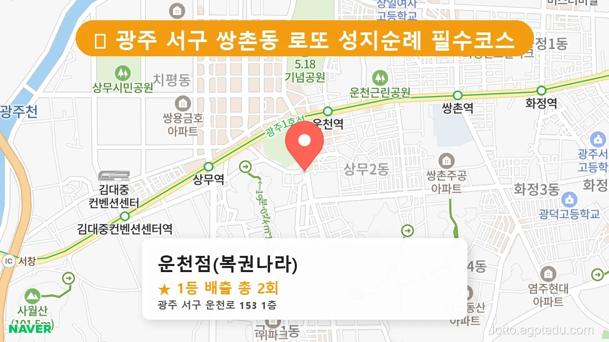 광주 서구 쌍촌동 쌍촌동 로또 명당 운천점(복권나라) 1등 당첨 배출점 전경