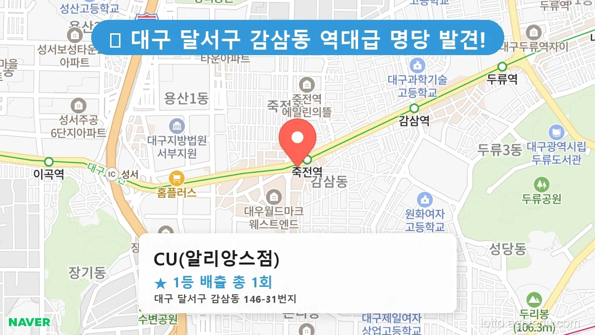 [2026 대구 달서구 감삼동 로또 명당 순위 BEST 3] 자동, 수동 가리지 않고 터지는 진짜 명당 리스트