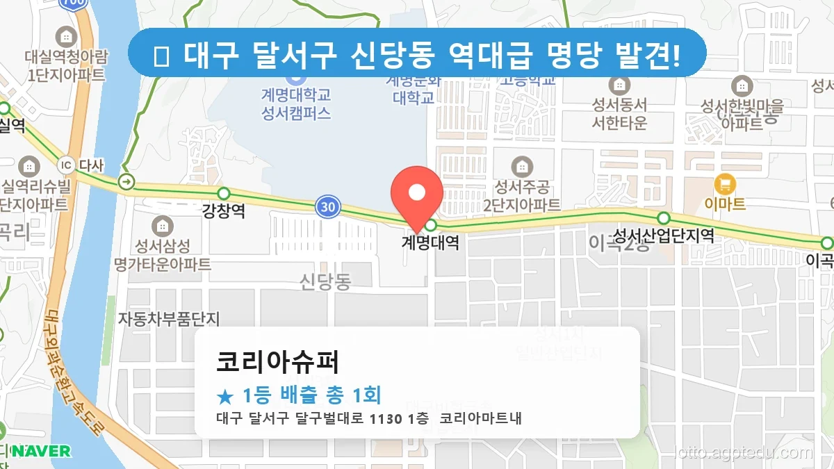 제1193회 달서구 신당동 로또 명당 코리아슈퍼 위치 및 상세정보