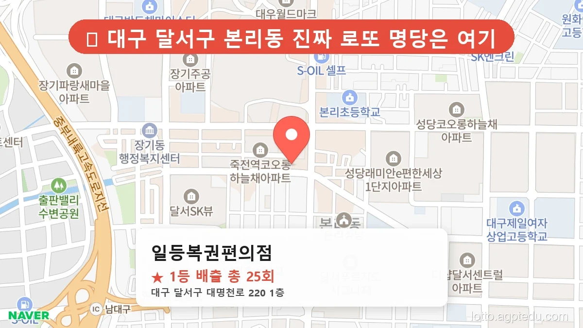 [2026 대구 달서구 본리동 로또 명당 순위 BEST 2] 당첨 기운 가득한 판매점 총정리