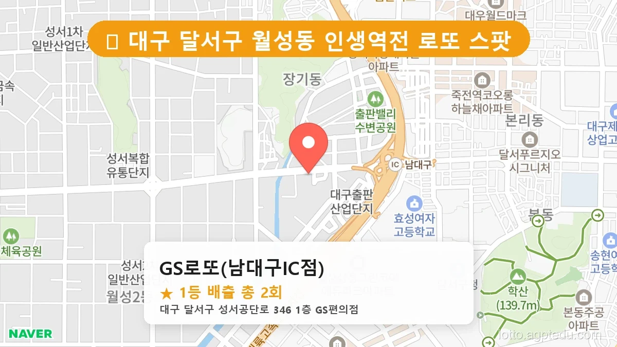 [2026 대구 달서구 월성동 로또 명당 순위 BEST 5] 역대급 당첨 횟수 갱신! 전설이 된 로또 명당
