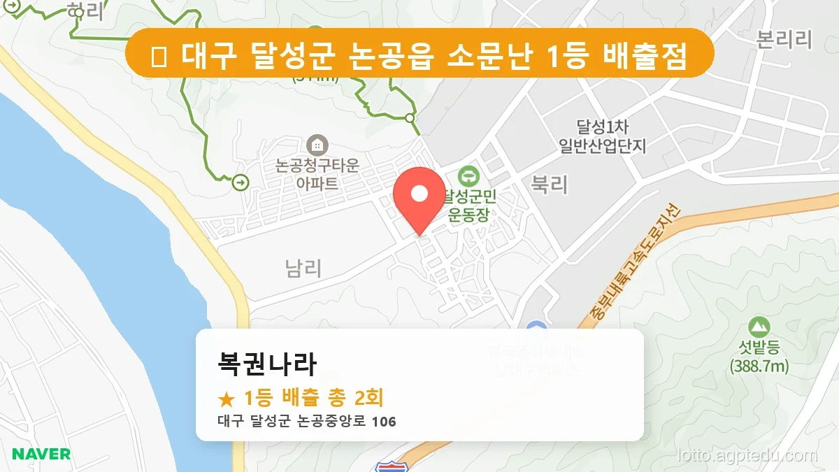 [2026 대구 달성군 논공읍 로또 명당 순위 Best] 줄 서서 사는 판매점 상세 정보 확인
