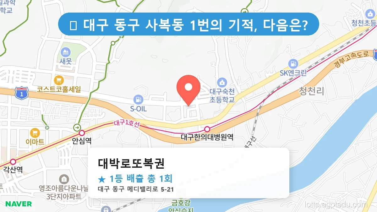 [2026 대구 동구 사복동 로또 명당 순위 Best] 역대급 당첨 횟수 갱신! 전설이 된 로또 명당
