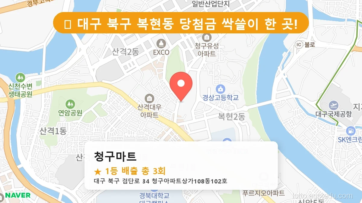 [2026 대구 북구 복현동 로또 명당 순위 BEST 2] 최근 1등 연속 배출! 지금 당장 가야 할 성지