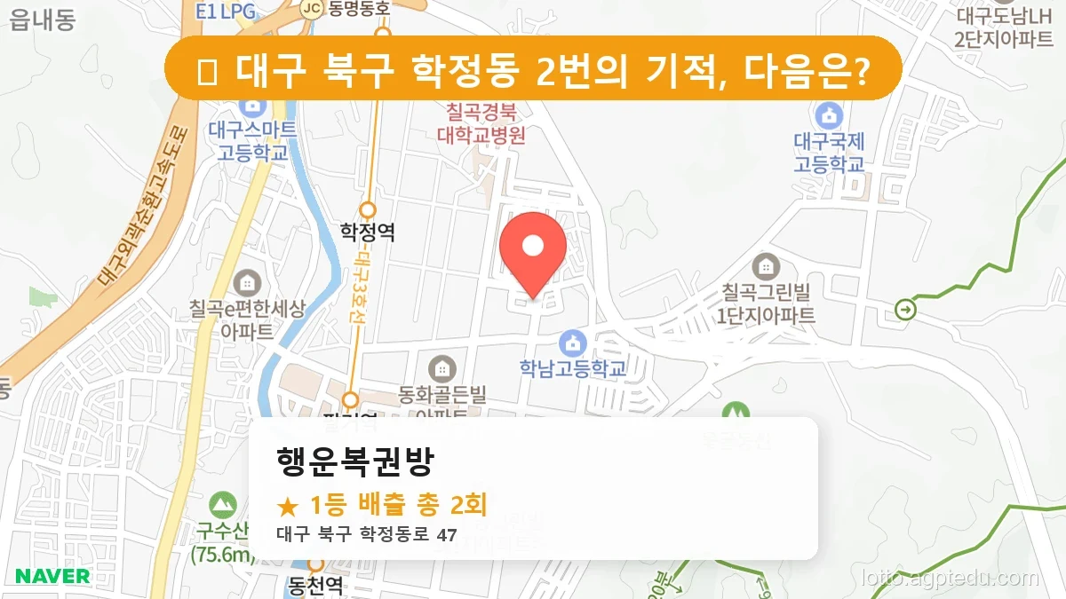 [2026 대구 북구 학정동 로또 명당 순위 Best] 인생 역전을 꿈꾼다면 필수 확인점