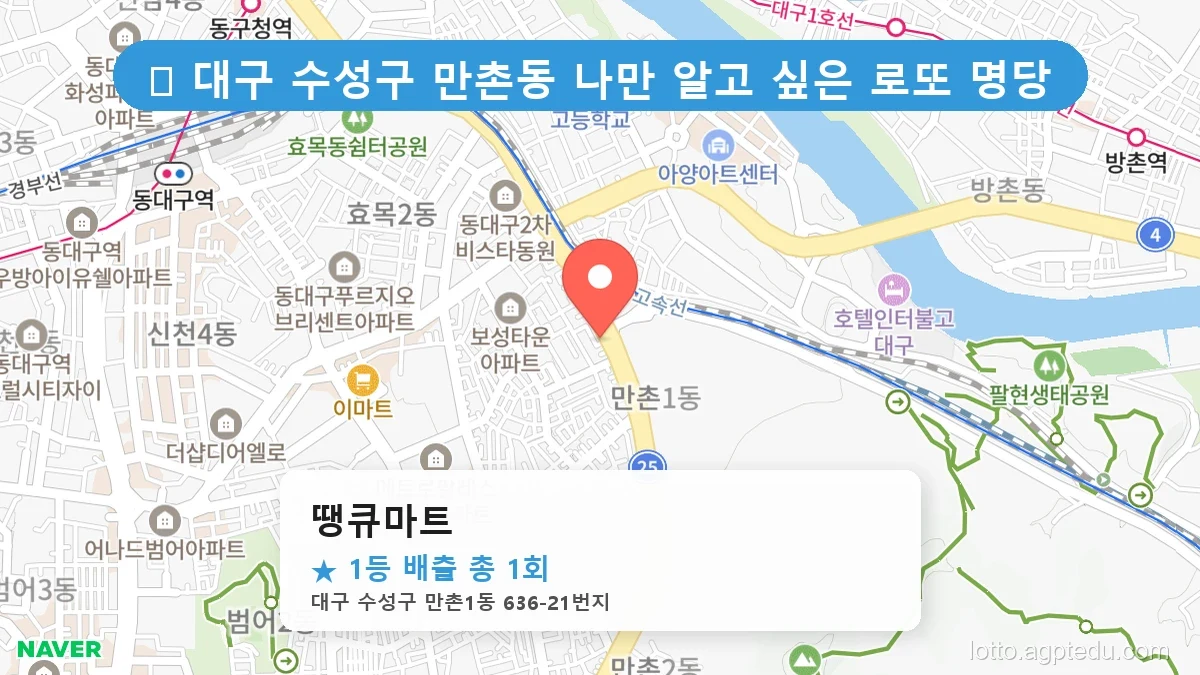 [2026 대구 수성구 만촌동 로또 명당 순위 BEST 3] 이번 주 당첨 주인공이 나올 명당은?