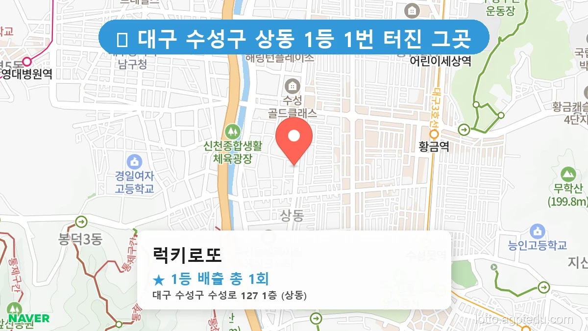 [2026 대구 수성구 상동 로또 명당 순위 Best] 수십억 당첨자가 다녀간 기적의 명당 위치