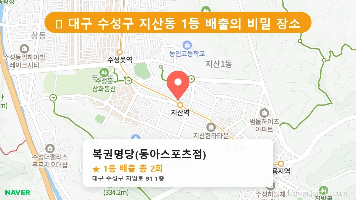 [2026 대구 수성구 지산동 로또 명당 순위 BEST 6] 알고 보니 코앞? 우리 동네 1등 배출점 완벽 정리