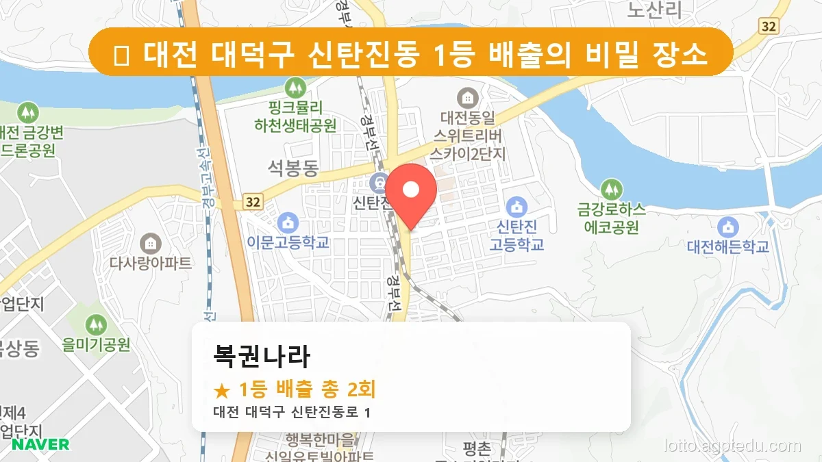 [2026 대전 대덕구 신탄진동 로또 명당 순위 Best] 자동, 수동 가리지 않고 터지는 진짜 명당 리스트