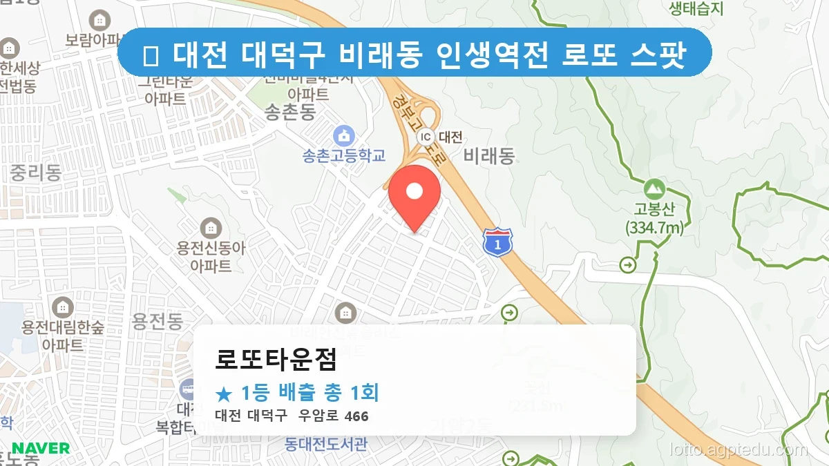 [2026 대전 대덕구 비래동 로또 명당 순위 BEST 2] 자동, 수동 가리지 않고 터지는 진짜 명당 리스트