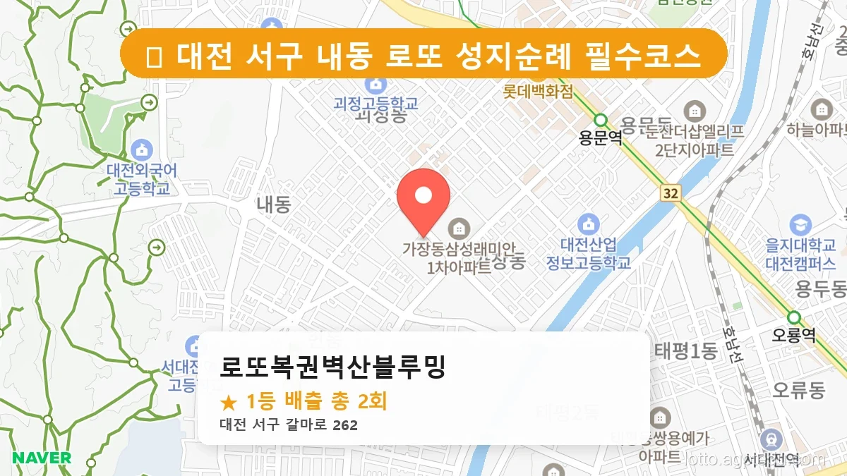[2026 대전 서구 내동 로또 명당 순위 Best] 알고 보니 코앞? 우리 동네 1등 배출점 완벽 정리