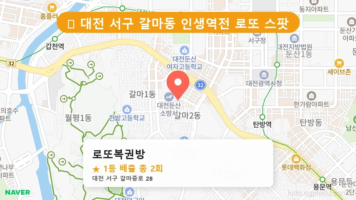 [2026 대전 서구 갈마동 로또 명당 순위 Best] 1등 배출 판매점 리스트 완벽 정리