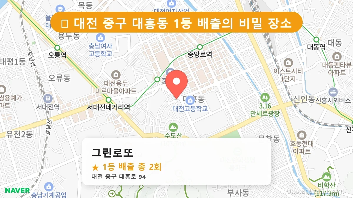 [2026 대전 중구 대흥동 로또 명당 순위 BEST 2] 이번 주 당첨 주인공이 나올 명당은?