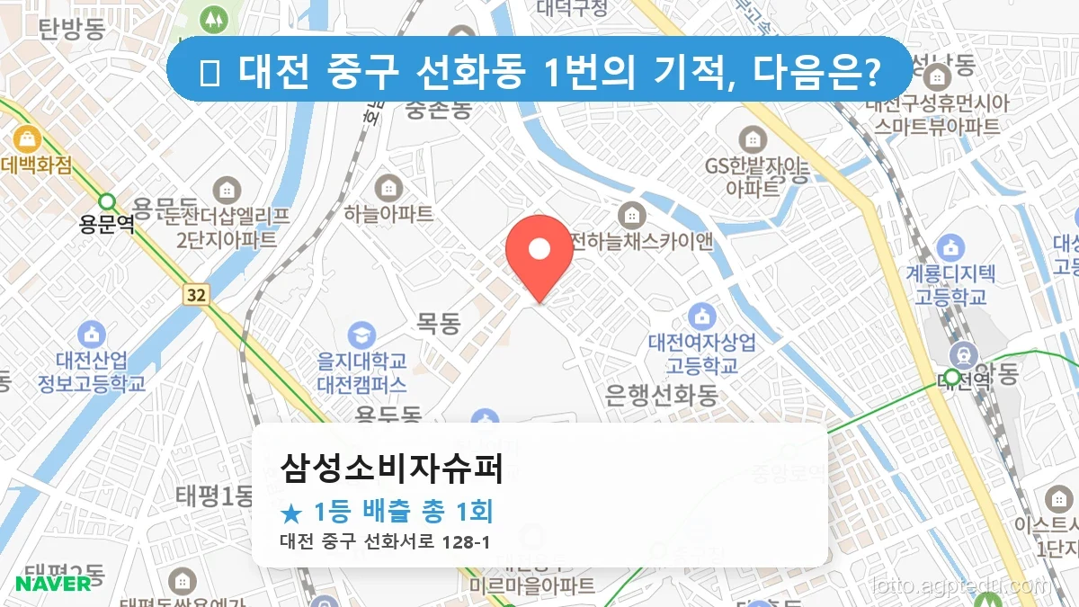 [2026 대전 중구 선화동 로또 명당 순위 BEST 2] 알고 보니 코앞? 우리 동네 1등 배출점 완벽 정리
