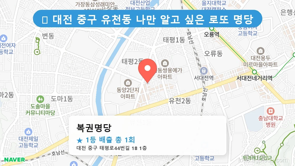 [2026 대전 중구 유천동 로또 명당 순위 BEST 4] 데이터로 본 당첨 확률 높은 매장 추천