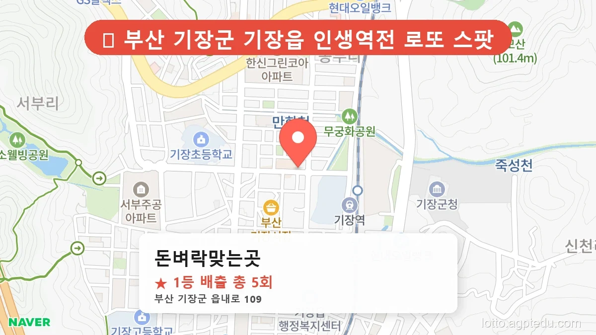 [2026 부산 기장군 기장읍 로또 명당 BEST 5] 로또 고수들만 몰래 줄 서는 비밀의 판매점