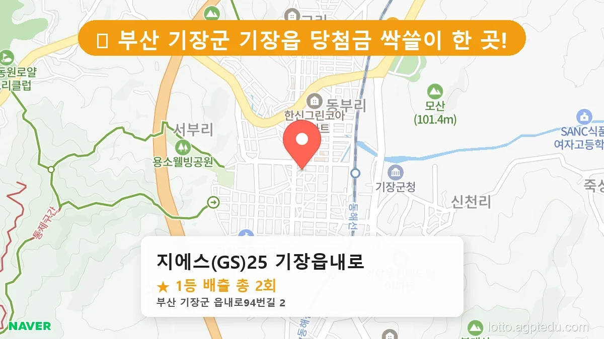 부산 기장군 기장읍 기장읍 로또 명당 지에스(GS)25 기장읍내로 1등 당첨 배출점 전경