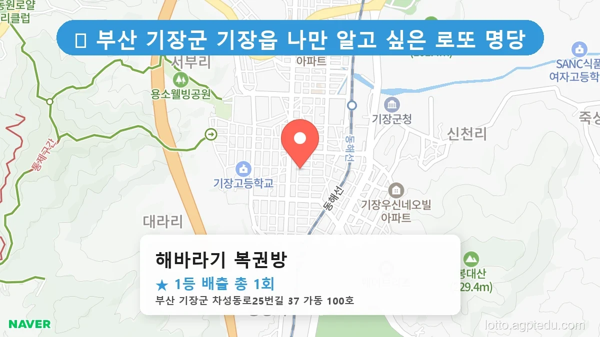 부산 기장군 기장읍 기장읍 로또 명당 해바라기 복권방 1등 당첨 배출점 전경