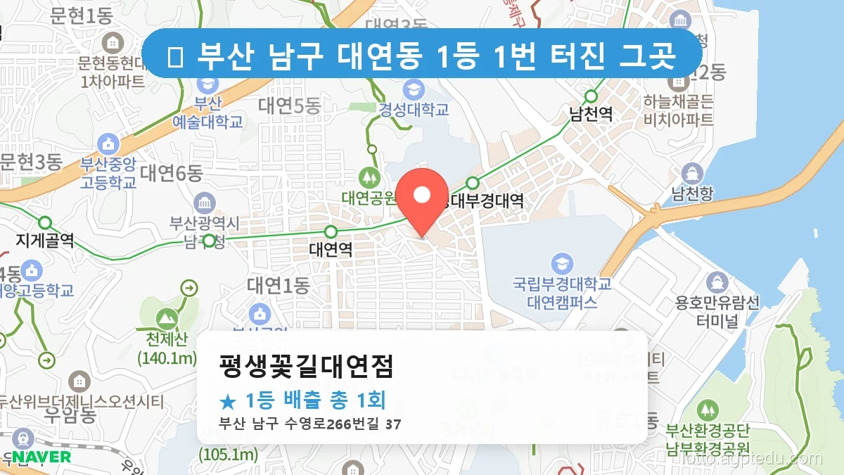 부산 남구 대연동 대연동 로또 명당 평생꽃길대연점 1등 당첨 배출점 전경