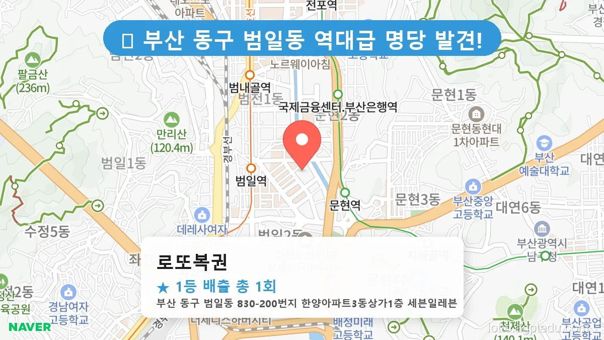 부산 동구 범일동 범일동 로또 명당 로또복권 1등 당첨 배출점 전경