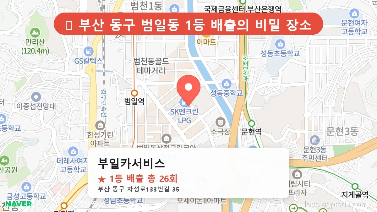 [2026 부산 동구 범일동 로또 명당 BEST 7] 최근 1등 연속 배출! 지금 당장 가야 할 성지