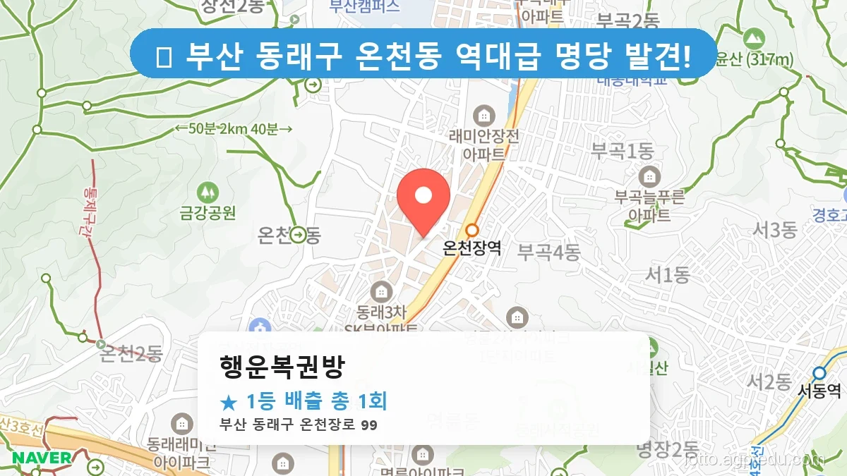 부산 동래구 온천동 온천동 로또 명당 행운복권방 1등 당첨 배출점 전경