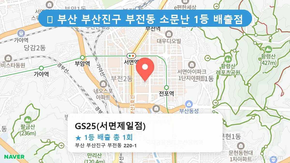 부산 부산진구 부전동 부전동 로또 명당 GS25(서면제일점) 1등 당첨 배출점 전경
