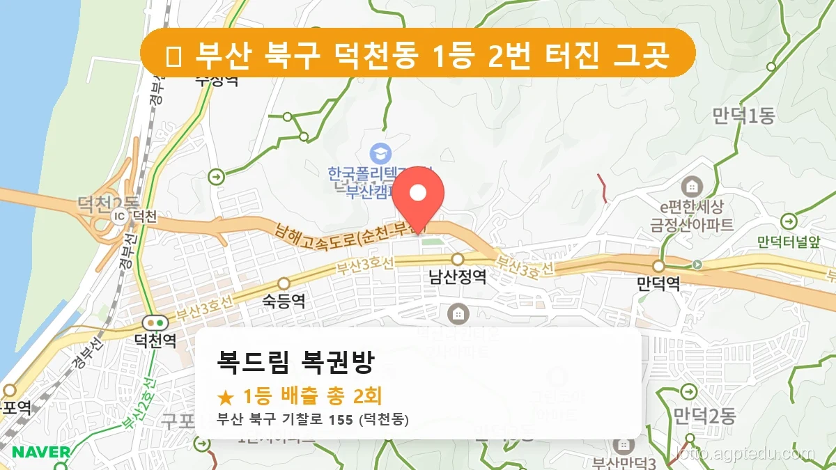 부산 북구 덕천동 덕천동 로또 명당 복드림 복권방 1등 당첨 배출점 전경