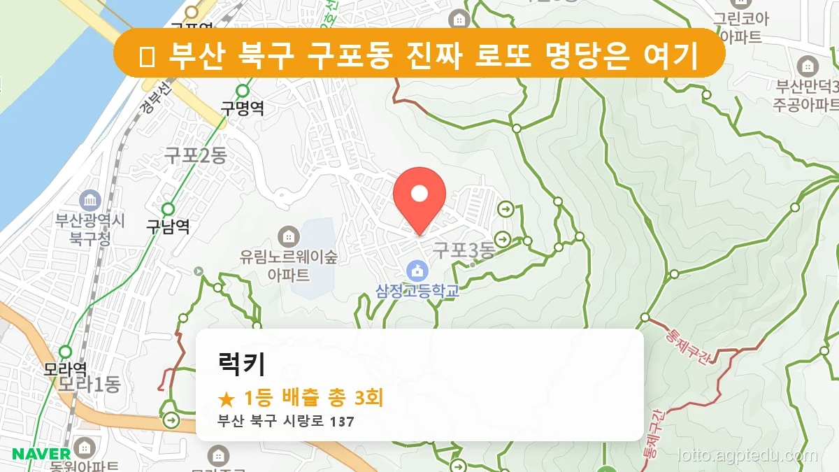 [2026 부산 북구 구포동 로또 명당 BEST 8] 자동, 수동 가리지 않고 터지는 진짜 명당 리스트