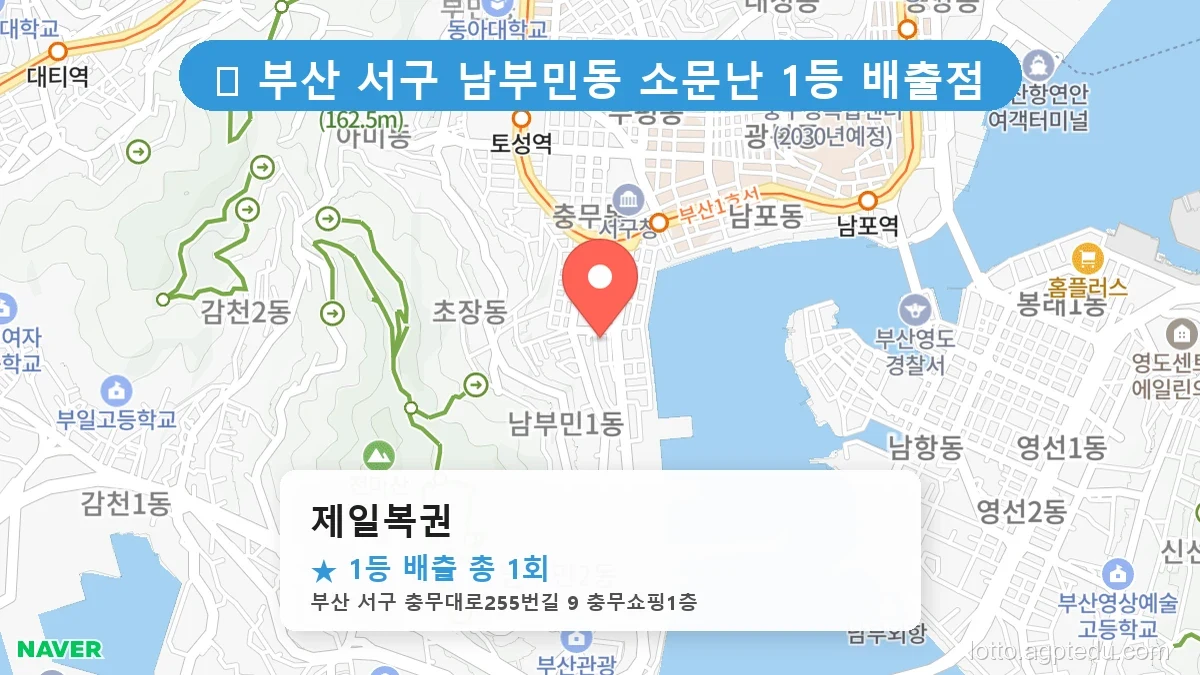 [2026 부산 서구 남부민동 로또 명당 BEST] 알고 보니 코앞? 우리 동네 1등 배출점 완벽 정리