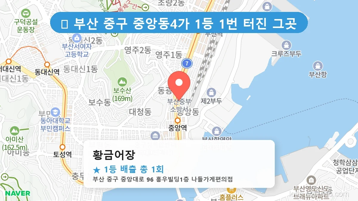 [2026 부산 중구 중앙동4가 로또 명당 BEST 3] 줄 서서 사는 판매점 상세 정보 확인
