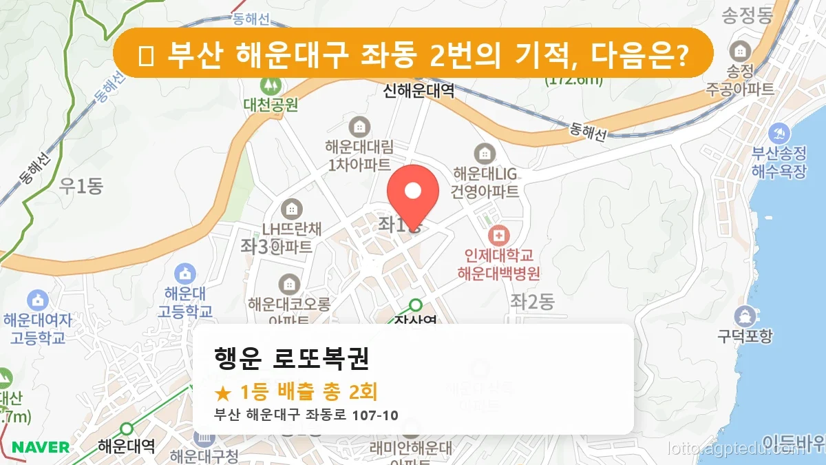 부산 해운대구 좌동 좌동 로또 명당 행운 로또복권 1등 당첨 배출점 전경