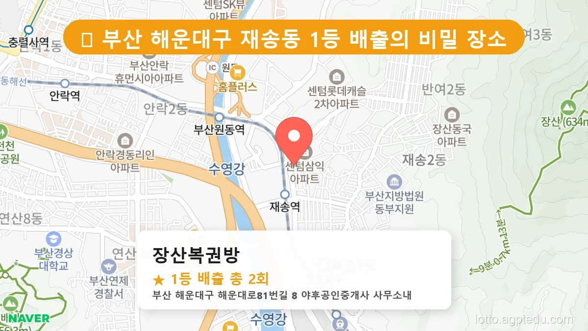[2026 부산 해운대구 재송동 로또 명당 Best] 이번 주 당첨 주인공이 나올 명당은?