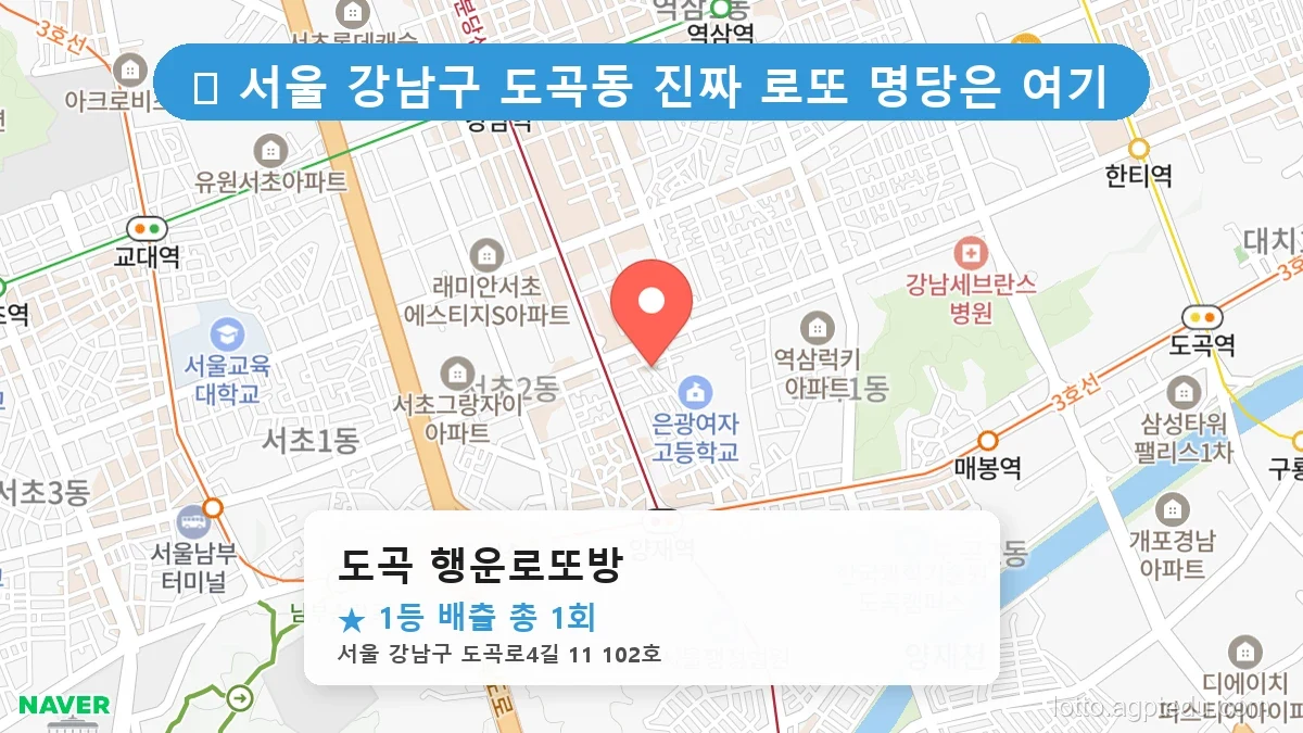서울 강남구 도곡동 도곡동 로또 명당 도곡 행운로또방 1등 당첨 배출점 전경