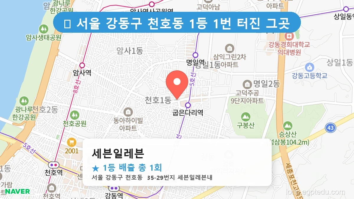 서울 강동구 천호동 천호동 로또 명당 세븐일레븐 1등 당첨 배출점 전경