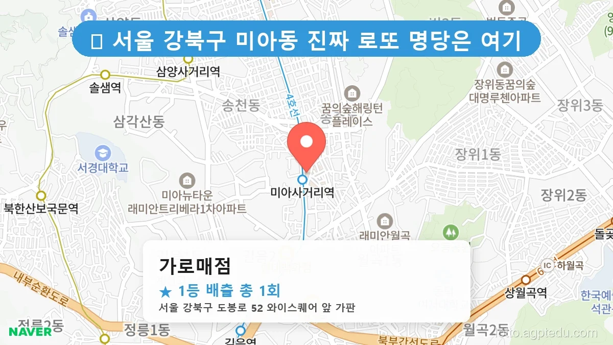서울 강북구 미아동 미아동 로또 명당 가로매점 1등 당첨 배출점 전경