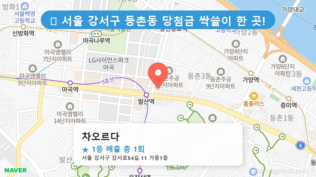 서울 강서구 등촌동 등촌동 로또 명당 차오르다 1등 당첨 배출점 전경