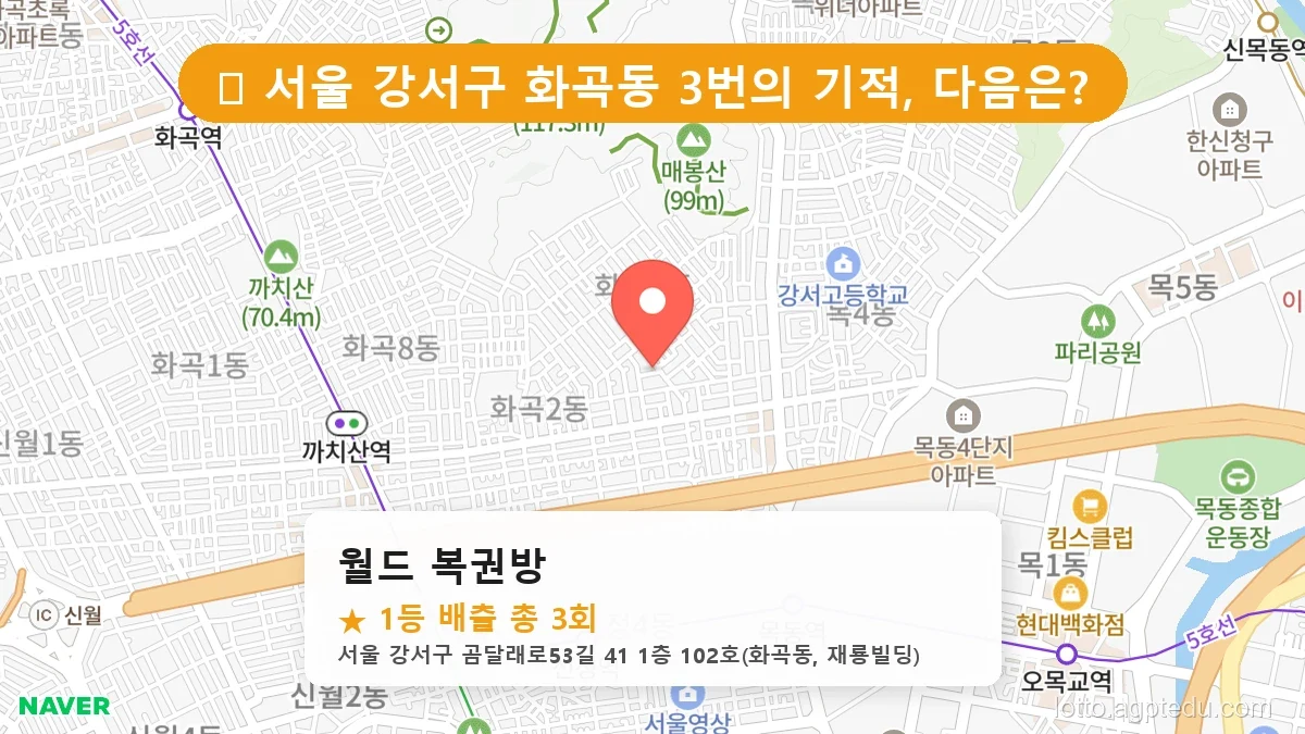 서울 강서구 화곡동 화곡동 로또 명당 월드 복권방 1등 당첨 배출점 전경