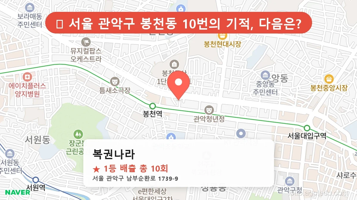 [2026 서울 관악구 봉천동 로또 명당 TOP 10] 지역 주민만 아는 1등 배출점 리스트