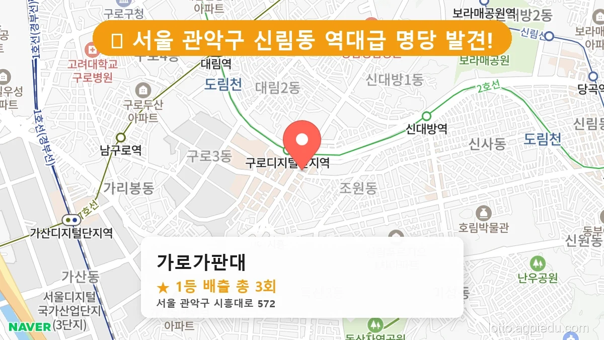 [2026 서울 관악구 신림동 로또 명당 TOP 10] 1등 배출 판매점 리스트 완벽 정리