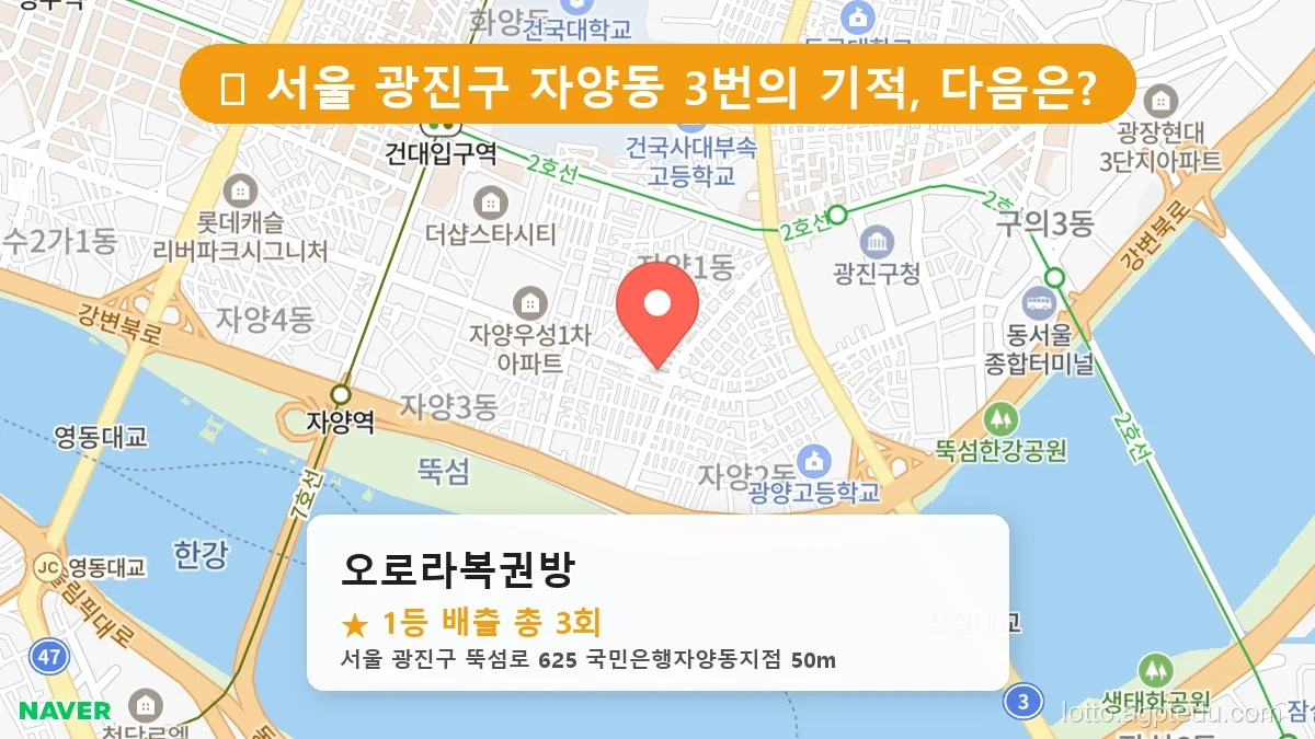 [2026 서울 광진구 자양동 로또 명당 BEST 7] 명당 지도와 당첨 비율 상세 분석