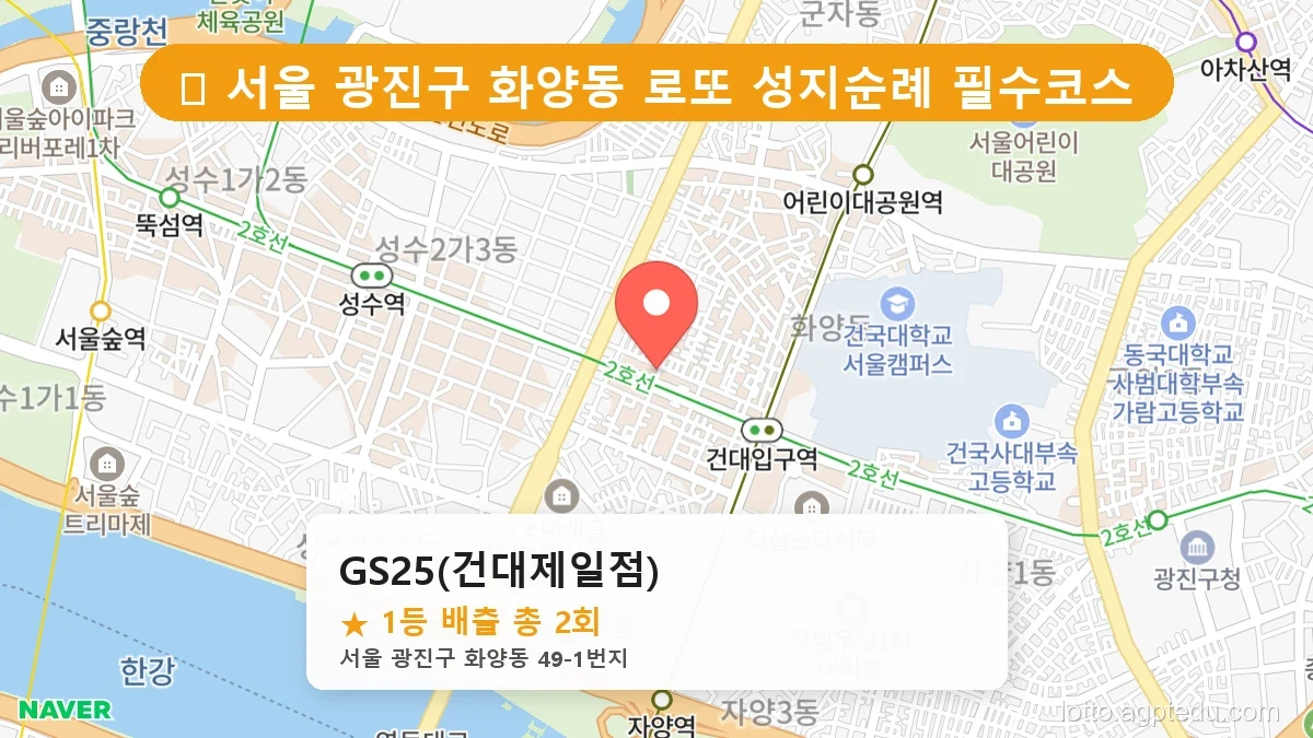 [2026 서울 광진구 화양동 로또 명당 BEST 2] 명당 지도와 당첨 비율 상세 분석