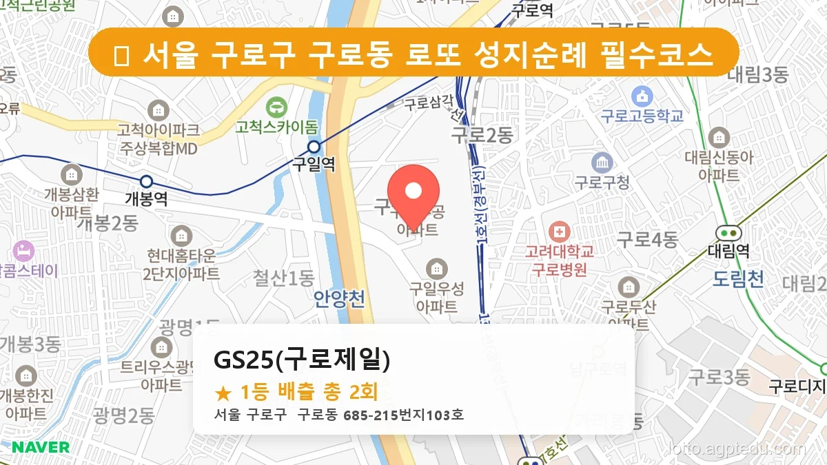 서울 구로구 구로동 구로동 로또 명당 GS25(구로제일) 1등 당첨 배출점 전경