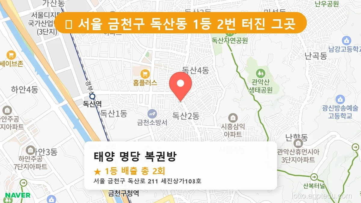 서울 금천구 독산동 독산동 로또 명당 태양 명당 복권방 1등 당첨 배출점 전경