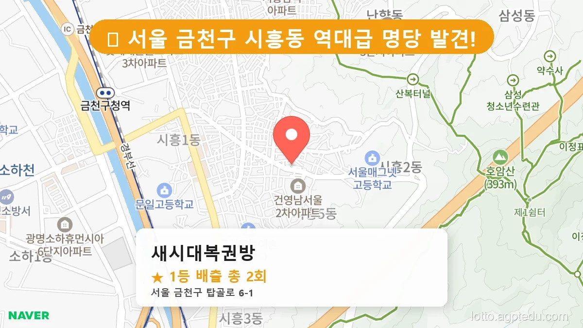 서울 금천구 시흥동 시흥동 로또 명당 새시대복권방 1등 당첨 배출점 전경