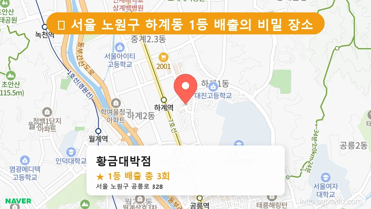[2026 서울 노원구 하계동 로또 명당 BEST 2] 역대 1등 당첨 위치 및 순위 공개