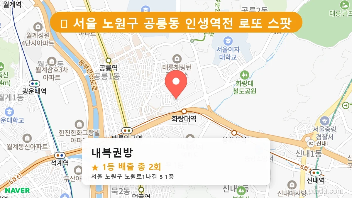 서울 노원구 공릉동 공릉동 로또 명당 내복권방 1등 당첨 배출점 전경