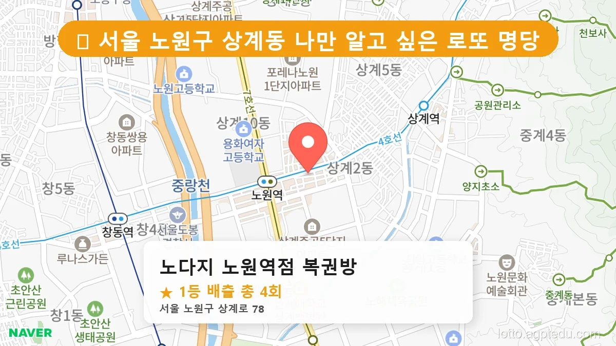 서울 노원구 상계동 상계동 로또 명당 노다지 노원역점 복권방 1등 당첨 배출점 전경