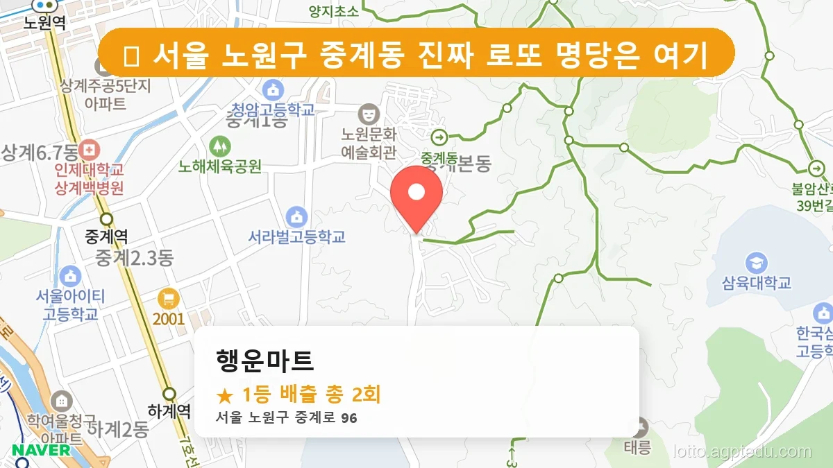 [2026 서울 노원구 중계동 로또 명당 BEST 5] 숨겨진 명당 발견! 당첨자들의 성지